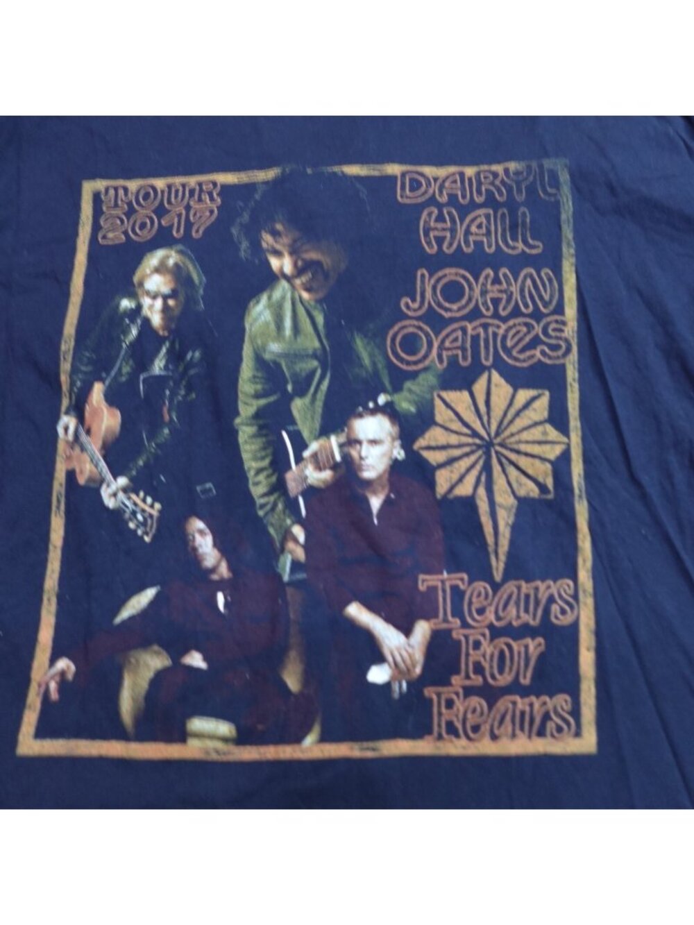 Hall and Oates Tears for Fears Shirt 2X Blue 2017 Tour Double Sided